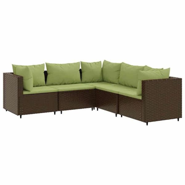 Maison Exclusive - Trädgårdsmöbler 5 delar med kuddar Brun Flätad resin