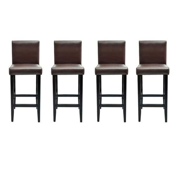 Maison Exclusive - Barstolar set om 4 mörkbruna konstläder Mörkbrun