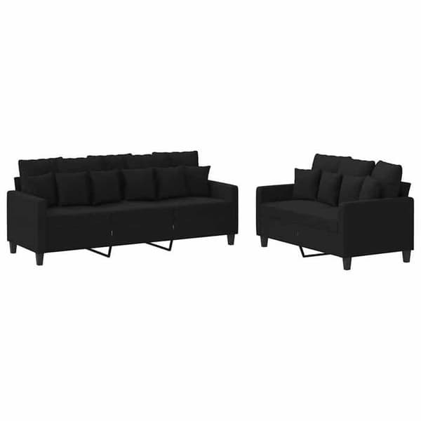 Maison Exclusive - 2 kpl sohvasetti tyynyillä Musta Kangas