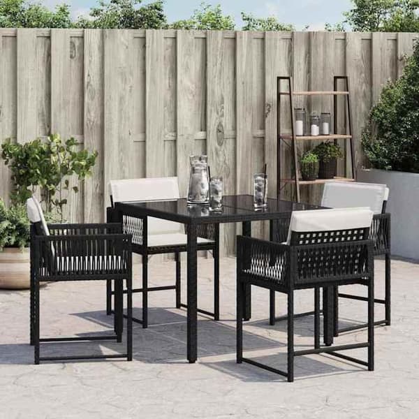 Maison Exclusive - Trädgårdsstolar set om 4 med svarta kuddar i flätad resin