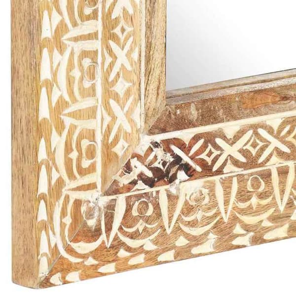 Maison Exclusive - Håndskåret spejl 80x50x2,6 cm Solid mangotræ