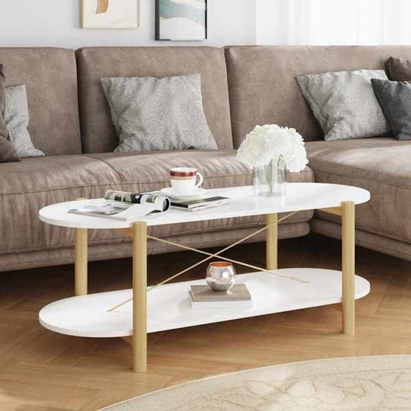Bord - EKSKLUSIV HUS - 110x48x40 cm - Hvid - Ingeniørtræ - Stor opbevaring Vit