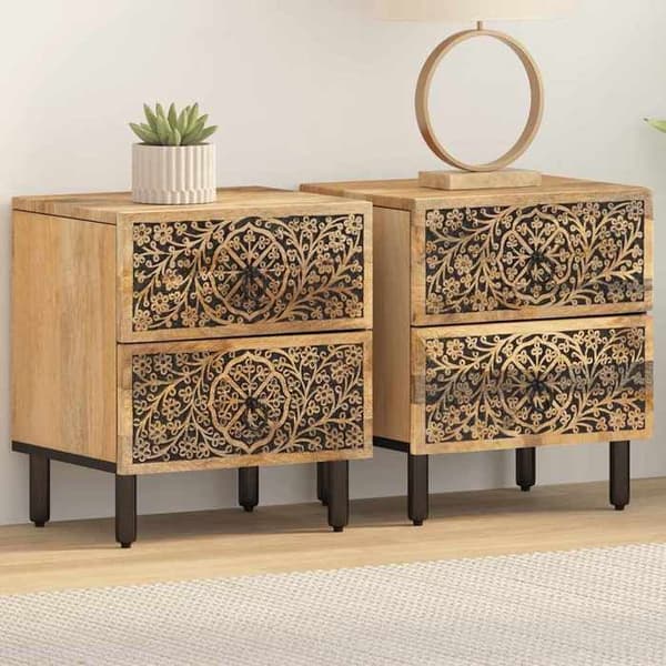 Maison Exclusive - Natborde 2 stk 40x33x46 cm Solid mango træ