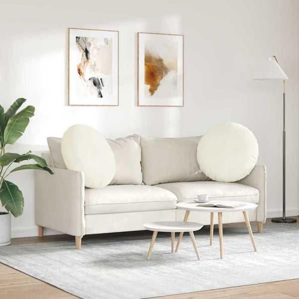 Istuinalustat - EXKLUSIIVINEN KOTI - Ø 80 x 29 cm - Kermanvärinen sametti - Polyesteritäyte - 2 kpl Grädde