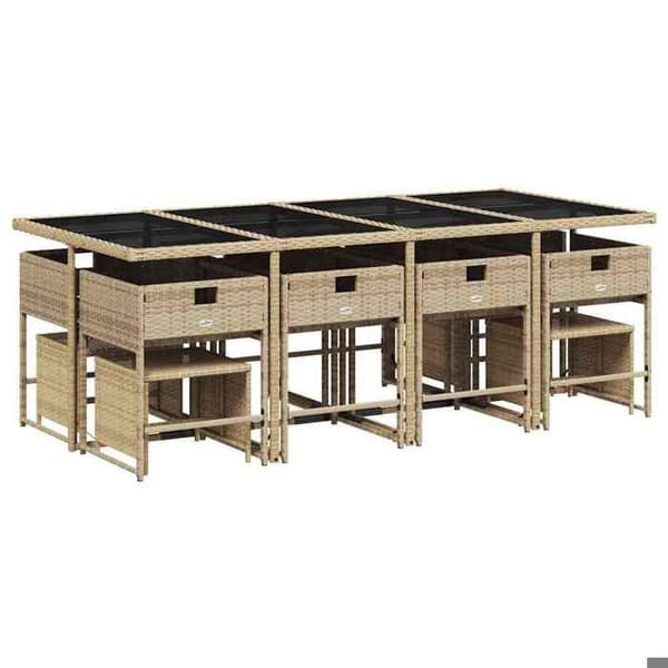 Maison Exclusive - Trädgårdsset med matbord och kuddar 13 delar beige