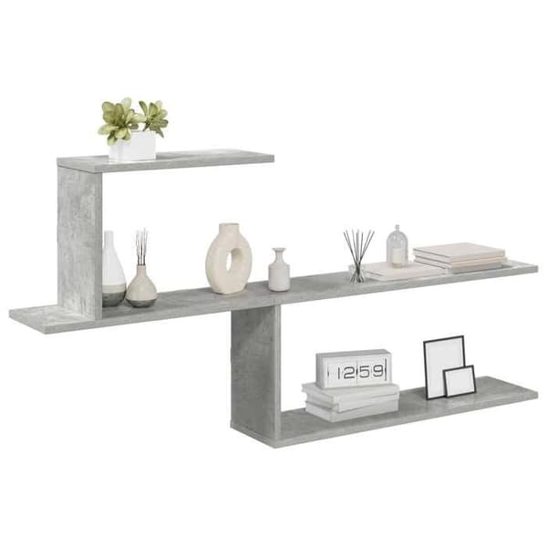 Maison Exclusive - Væghylde Grå beton 122 x 18 x 60 cm Ingeniørtræ