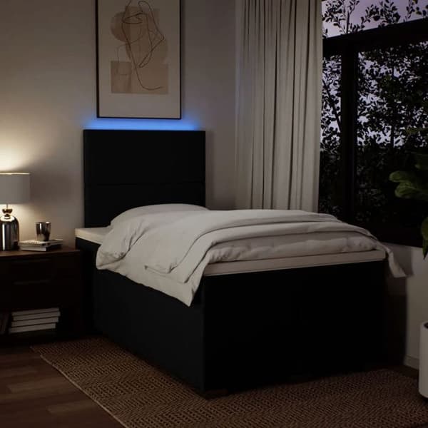 Maison Exclusive - Sengebund med lameller og sort madras 120x190 cm stof