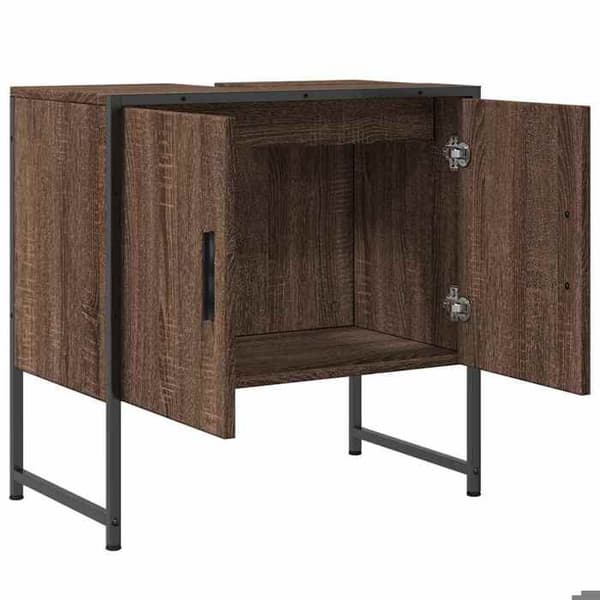 Maison Exclusive - Badeværelsesskab med vask, brunt egetræ 60x33x60 cm