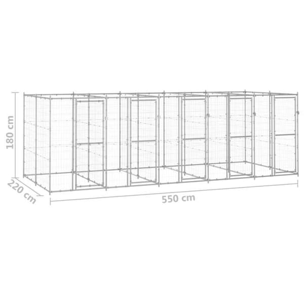 Maison Exclusive - Utomhus hundhus i galvaniserat stål 12,1 m² silver-