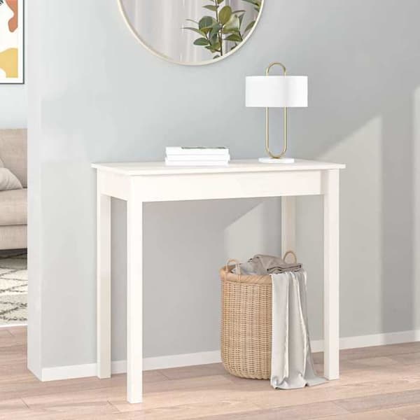 Bordskonsol - MAISON EXCLUSIVE - 80x40x75 cm - Massivt furu - Vit - Väggfäste ingår Vit