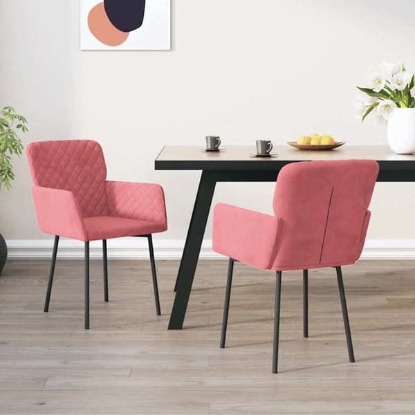 Maison Exclusive - Ruokatuolit 2 kpl Vaaleanpunainen Sametti Ros