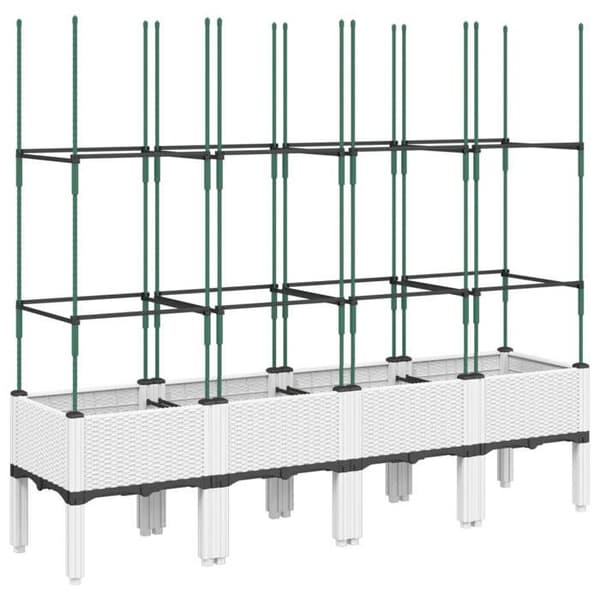 Maison Exclusive - Blomlåda med vitt trellis 160x40x142,5 cm PP