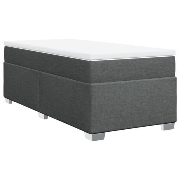 Maison Exclusive - Sengebund med lameller og mørkegrå madras 80x200 cm Stof