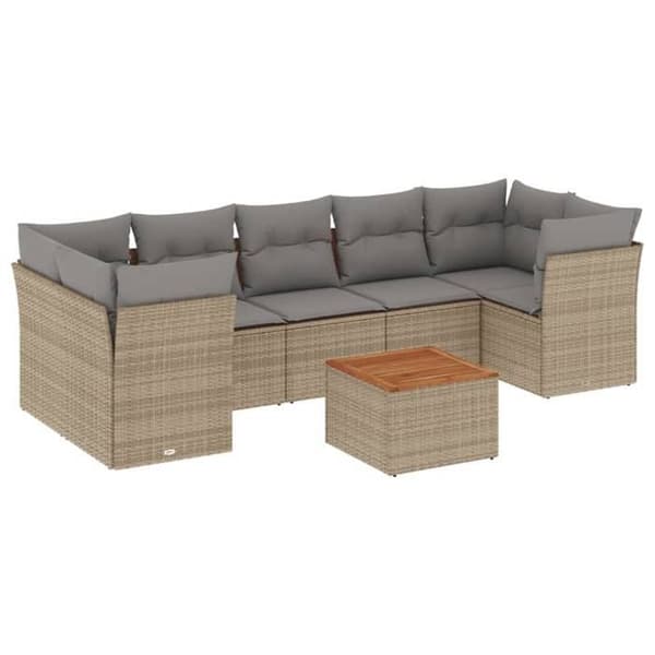 Maison Exclusive - Trädgårdsmöbler med kuddar 8 delar blandning beige flätad resin