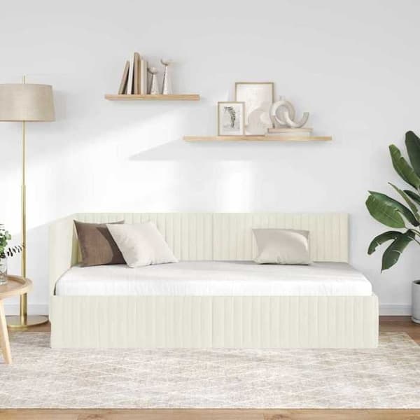 Maison Exclusive - Hörnsängram Creme 90 cm x 200 cm Sammet