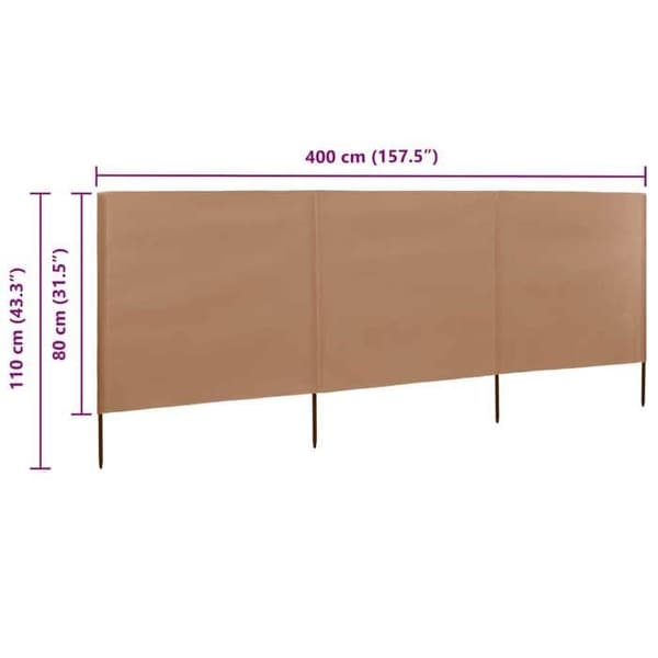 Maison Exclusive - 3-panelers skärm Tyg 400 x 80 cm Taupe Mol