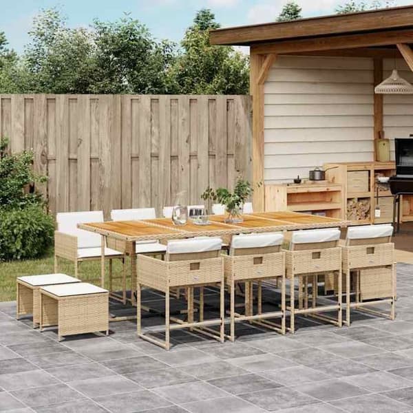 Maison Exclusive - Puutarhakalusteryhmä ja tyynyt 13 kpl beige beige