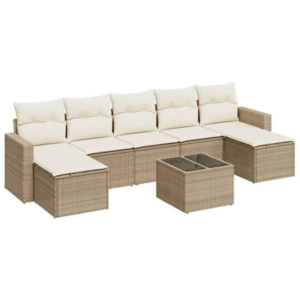 Maison Exclusive - Trädgårdsmöbler med kuddar 8 delar beige flätad resin