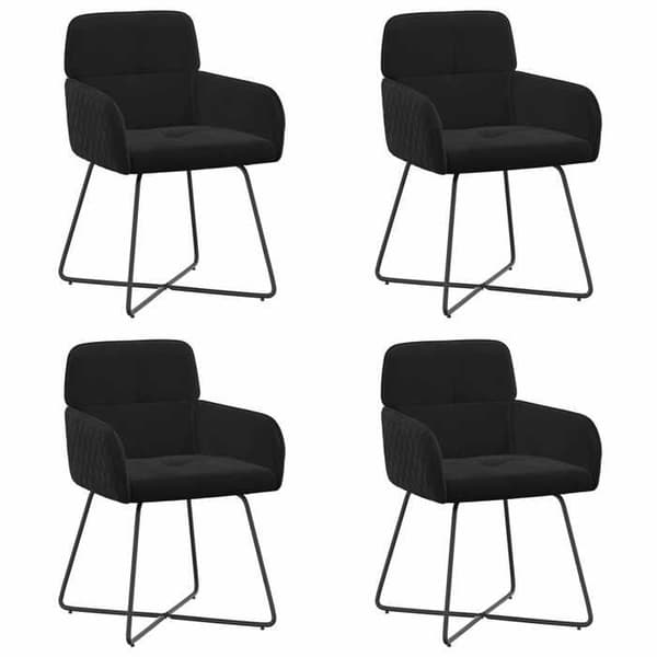 Maison Exclusive - Matstolar 4 st Sammet Svart 59 x 56,5 x 86 cm
