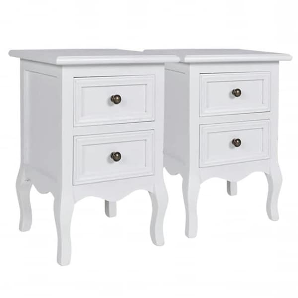 Maison Exclusive - Natbord 2 stk med 2 skuffer MDF Hvid