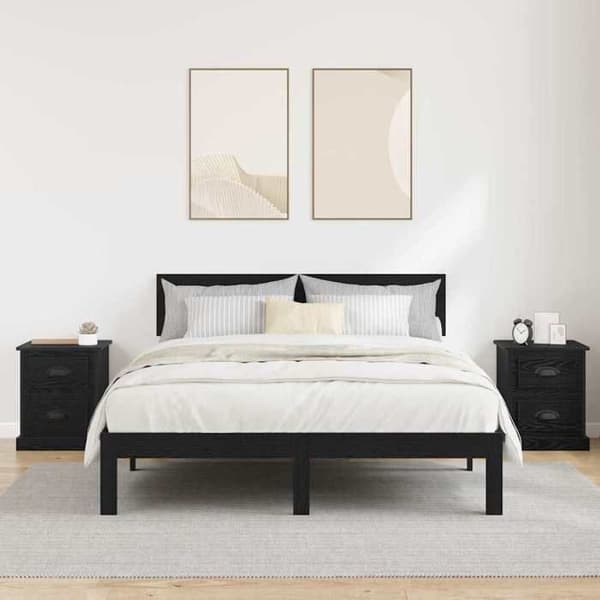 Maison Exclusive - Natbord 2 dele Sort eg 39 x 39 x 47,5 cm