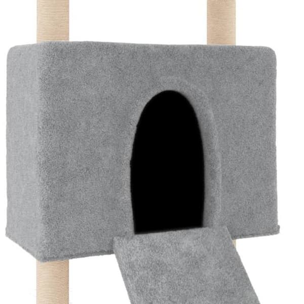 Kattträd - Exklusivt hus - Ljusgrå - 153 cm - Sisalstolpar Ljusgrått