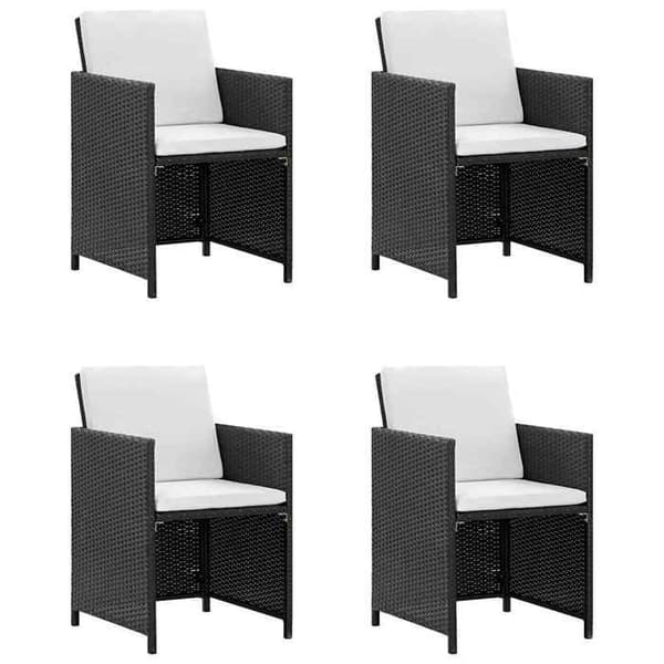 Maison Exclusive - Utomhusmatgrupp 9 delar med kuddar i flätad resin Svart