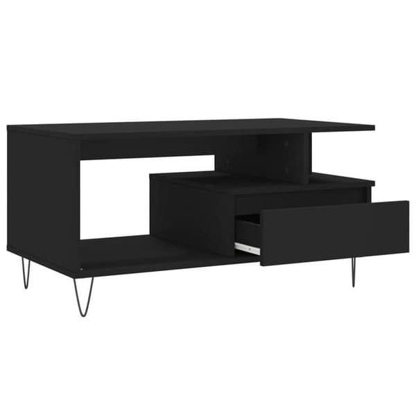 Maison Exclusive - Sort sofabord 90x49x45 cm Ingeniørtræ