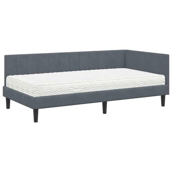 Maison Exclusive - Kulmasänky 2 osaa tummanharmaa 90 x 190 cm Grå (sammet)