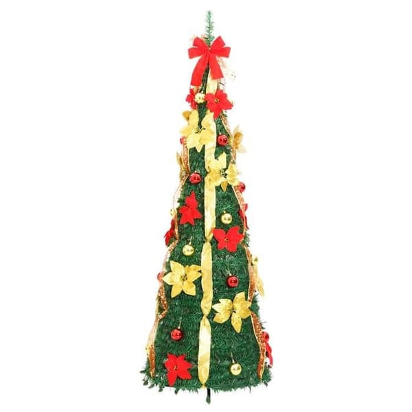 Maison Exclusive - Fällbar konstgjord julgran 100 LED grön 150 cm