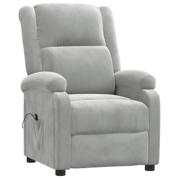 Maison Exclusive - Elektrisk recliner i lys grå velour