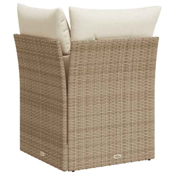 Maison Exclusive - U-formad trädgårdsoffa med beige kuddar i flätad resin