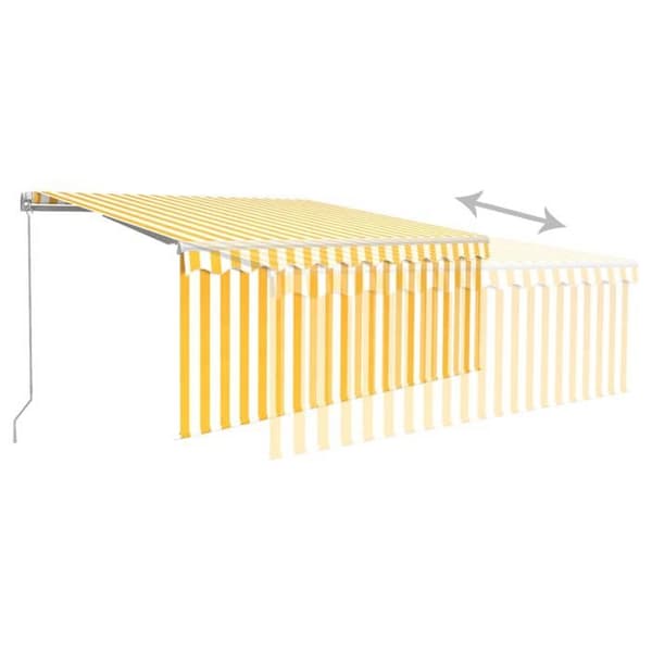 Maison Exclusive - Fällbart tak i gult och vitt 3 x 2,5 m polyester gul och vit