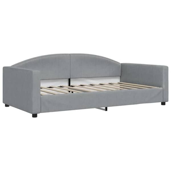 Päivävuode - EXCLUSIVE-KOTI - 2-in-1 vuode - Vaaleanharmaa kangas - 100 x 190 cm - Puu & metalli Ljusgrått
