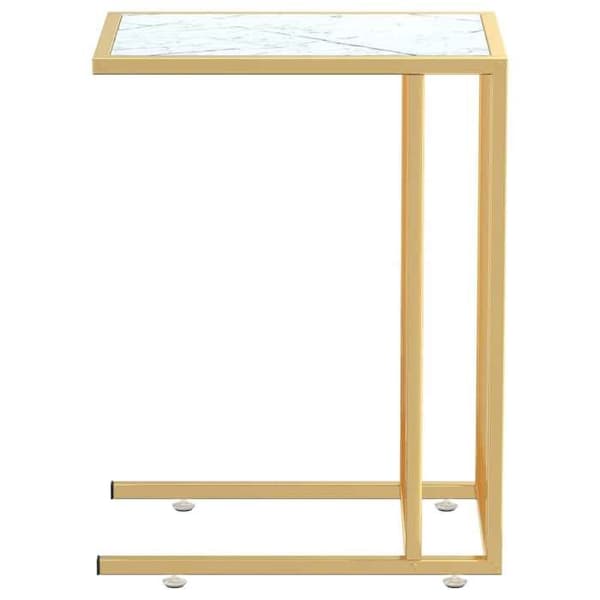 Maison Exclusive - Skrivbordstablå i marmor vit 50x35x65cm Härdat glas Vit (marmor)