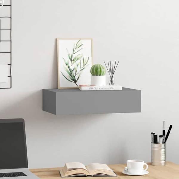 Maison Exclusive - Harmaa seinähylly laatikolla 40x23,5x10 cm MDF grå