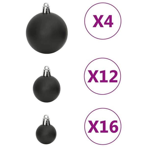 Maison Exclusive - Set med 111 stycken svarta julkulor i polystyren