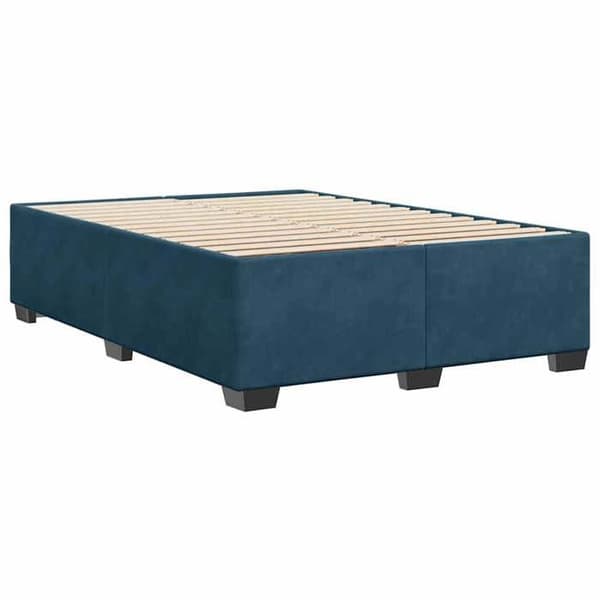 Sengestel - EKSKLUSIV HUS - 140x200 - Blå velour - Inkluderet lamelbund - Robuste ben Blå