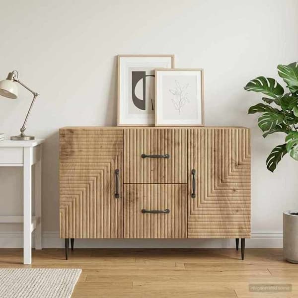 Maison Exclusive - Buffet i håndlavet egetræ 89 x 34,5 x 60 cm Ingeniørtræ