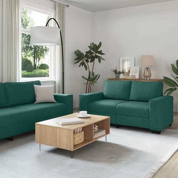 Maison Exclusive - Sæt af 2 sofaer med mørkegrønne stofpuder