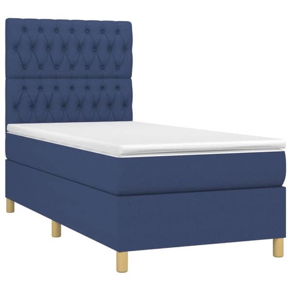 Maison Exclusive - Sengestel med springmadras Blå 90x200 cm Stof