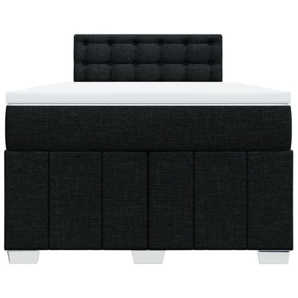 Maison Exclusive - Sengebund med lameller og sort madras 120x190 cm stof