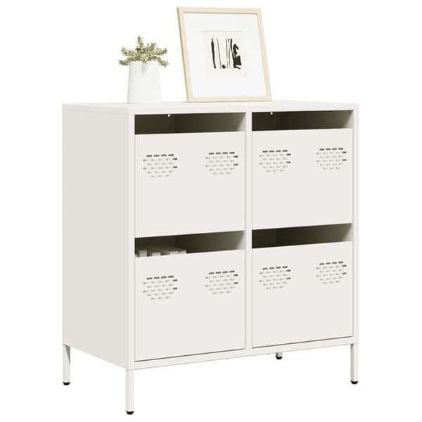 Maison Exclusive - Hvidt buffet 68x39x73,5 cm koldvalset stål