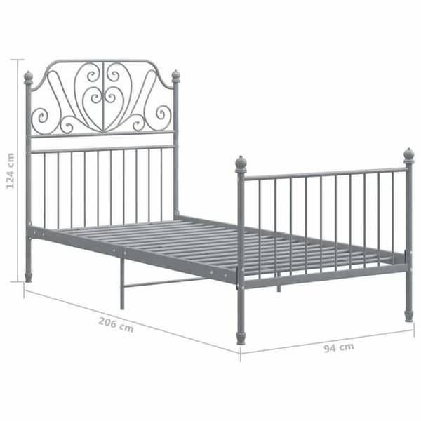 Maison Exclusive - Metallinen vuodekehys ilman patjaa harmaa 90x200 cm metallgrå
