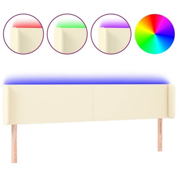 Maison Exclusive - LED Hovedgærde Creme 183x16x78/88 cm Simililæder