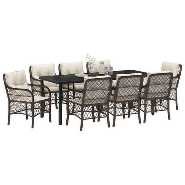 Maison Exclusive - 9 pc spisebordssæt til haven i brun polyrotin brun
