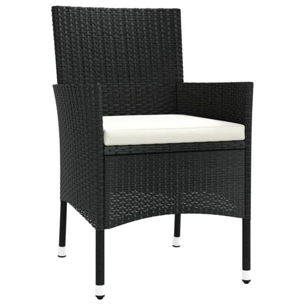 Maison Exclusive - Havebistro sæt 5 dele med sorte puder i poly rattan Svart