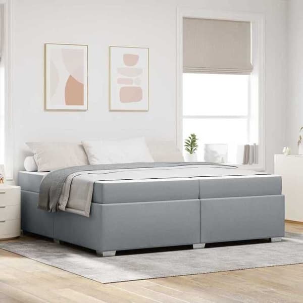 Maison Exclusive - Sengestel med madras Lys grå 200 x 200 cm stof
