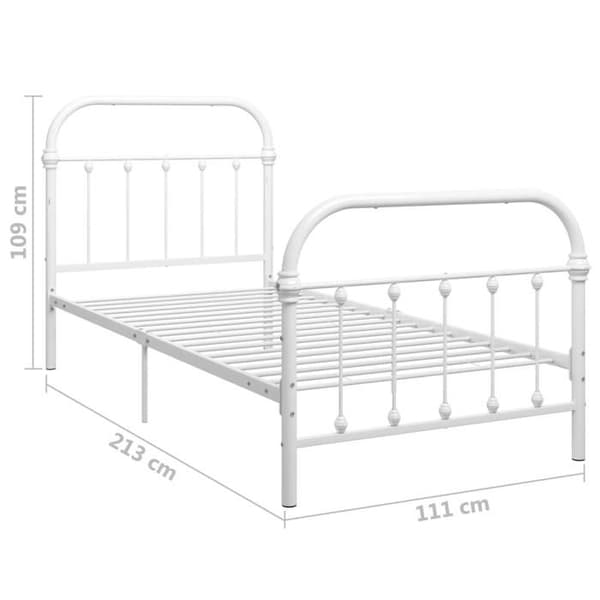 Sängram - Exclusive Hem - Vit metall - 100x200 cm - Solid konstruktion Vit