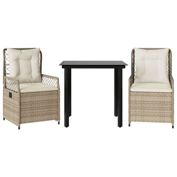 Maison Exclusive - Puutarhakalusteryhmä ja tyynyt 3 kpl Beige polyrottinki beige